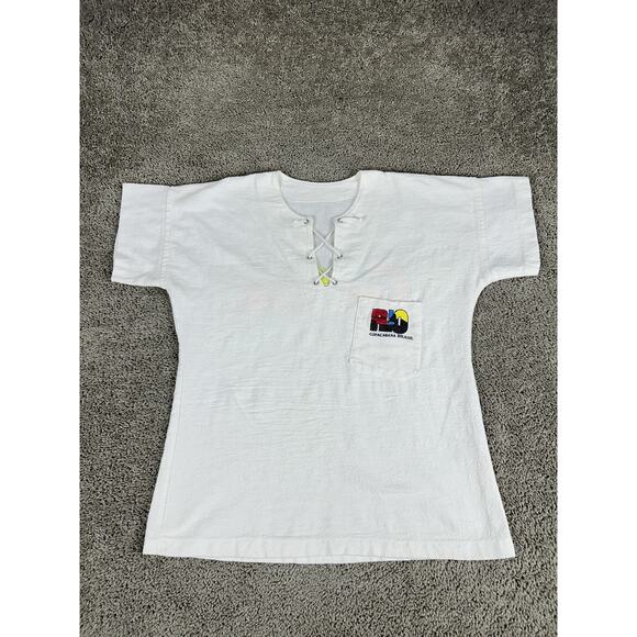 Vintage Copacabana Rio Shirt Mens XL White Brazil Souvenir Lace Up Beach 90s - Picture 13 of 16